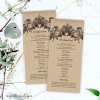 Goth Wedding Program, Vintage Victorian Order of Service (We will reach out to you for your custom text)