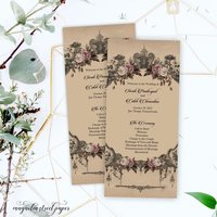 Goth Wedding Program, Vintage Victorian Order of Service (We will reach out to you for your custom text)