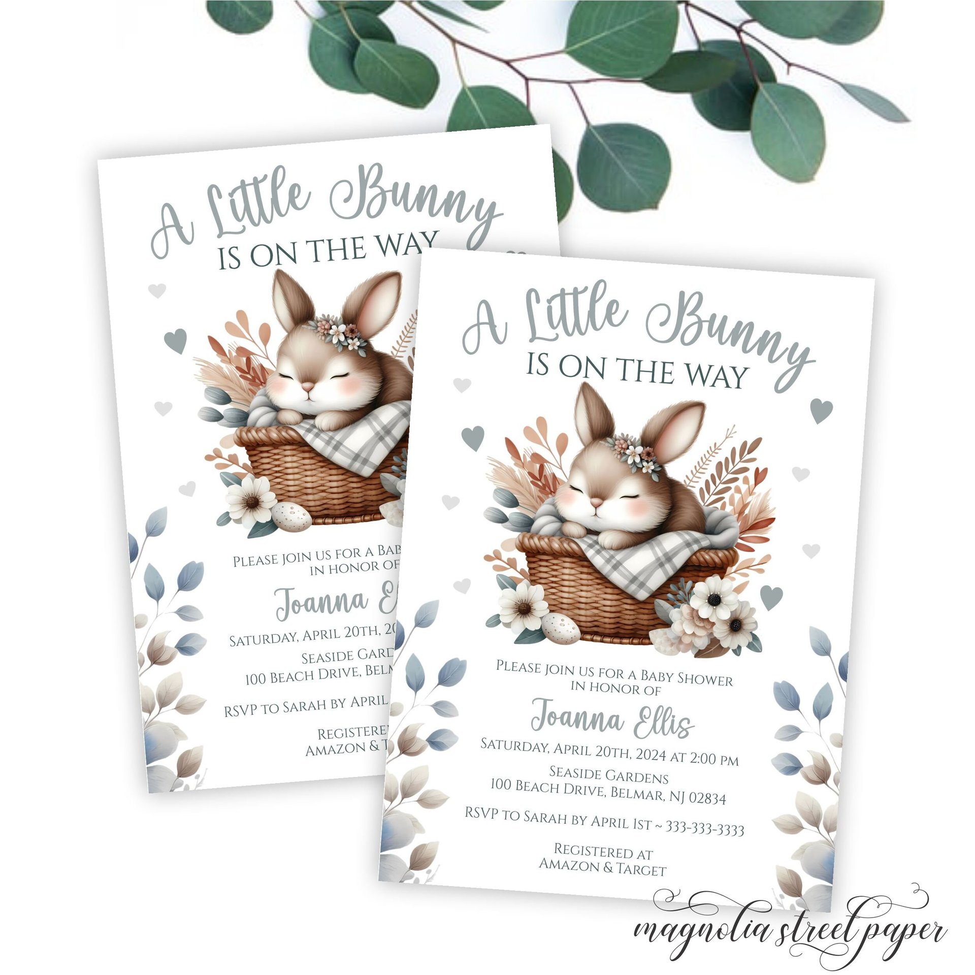 A Little Bunny Is On The Way Baby Shower Invitation