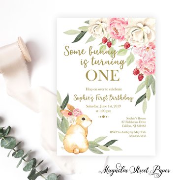 Some Bunny is Turning One Birthday Party Invitation