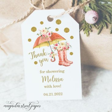 Umbrella Favor Tag, Bridal or Baby Shower Thank You Tag, Shower With Love