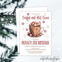 Cookies and Hot Cocoa Birthday Party Invitation, Kids Winter Birthday Invite