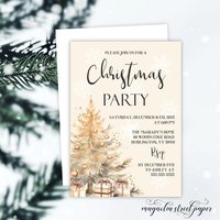 Elegant Christmas Party Invitation, Neutral Colors
