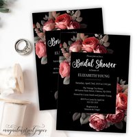 Elegant Black and Red Bridal Shower Invitation