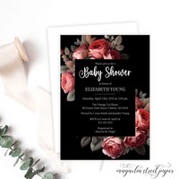 Elegant Red and Black Baby Shower Invitation