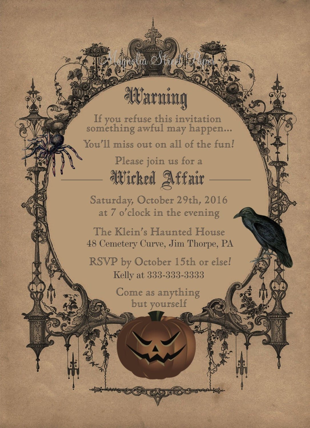 Halloween Invitation, Goth Halloween Party Invitation, Printable Spooky Halloween Party Invitation, Costume Party Invitation