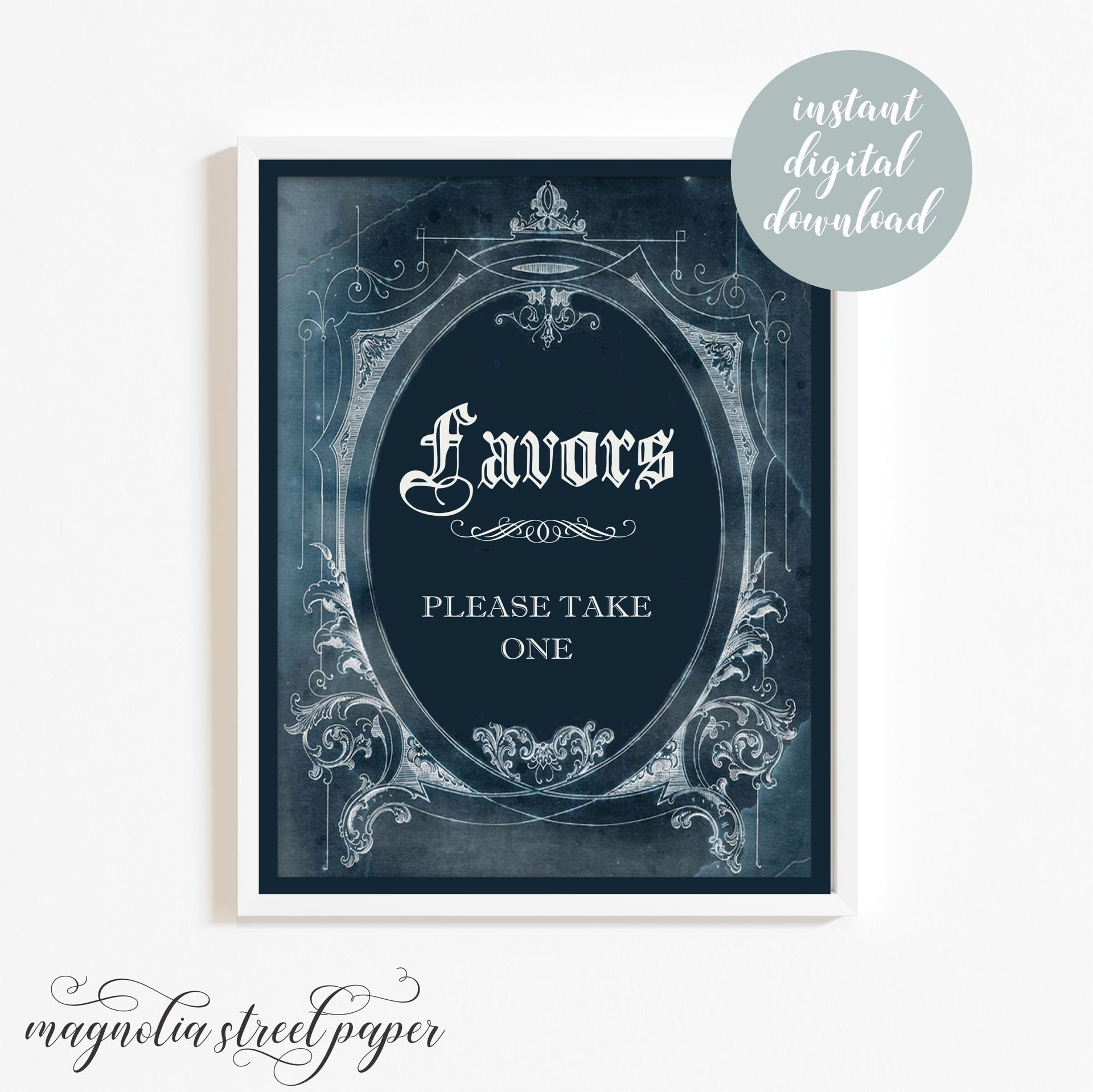 Wedding Favors Sign, Printable Halloween Gothic Sign 8 x 10