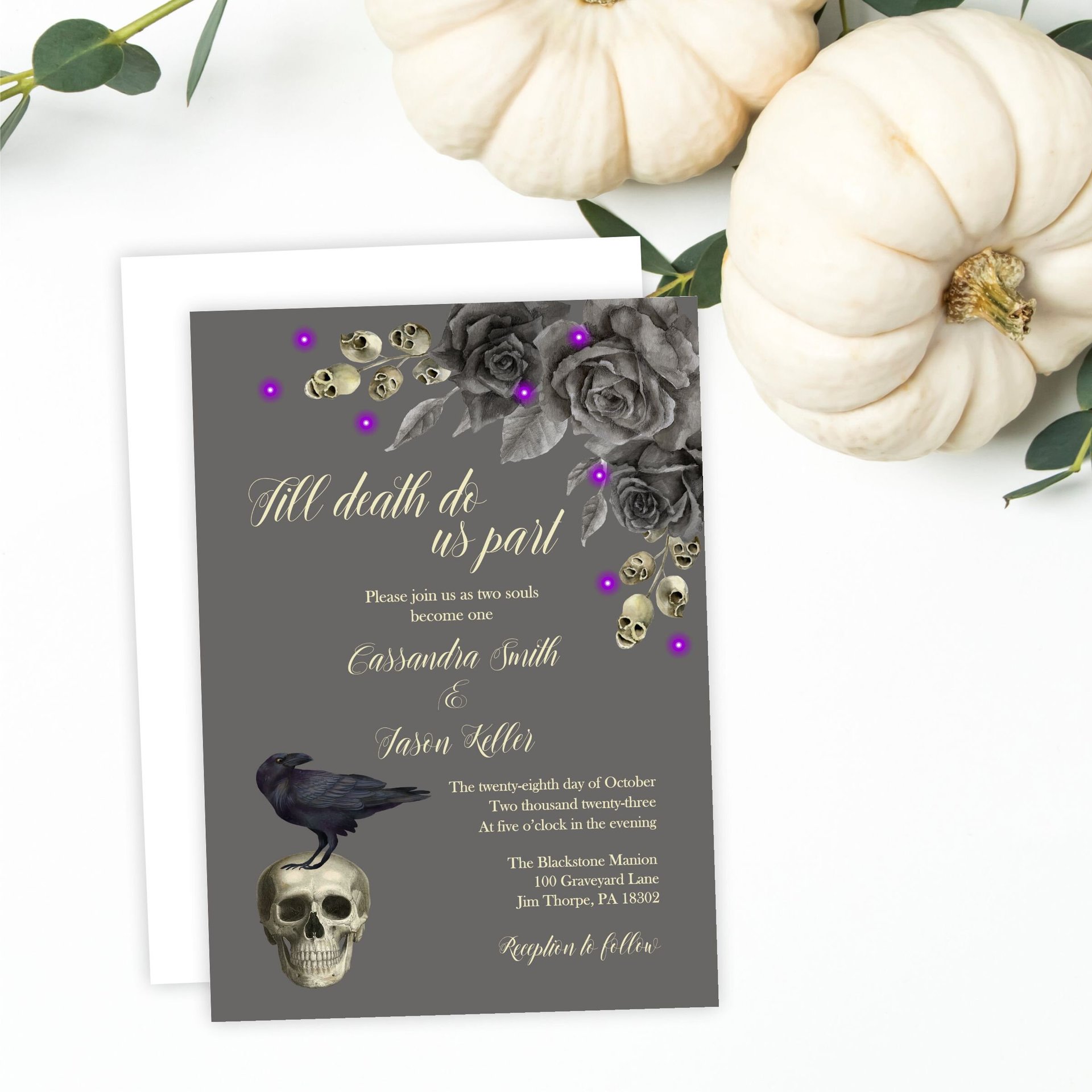 Halloween Gothic Wedding Invitation, Till Death Do Us Part