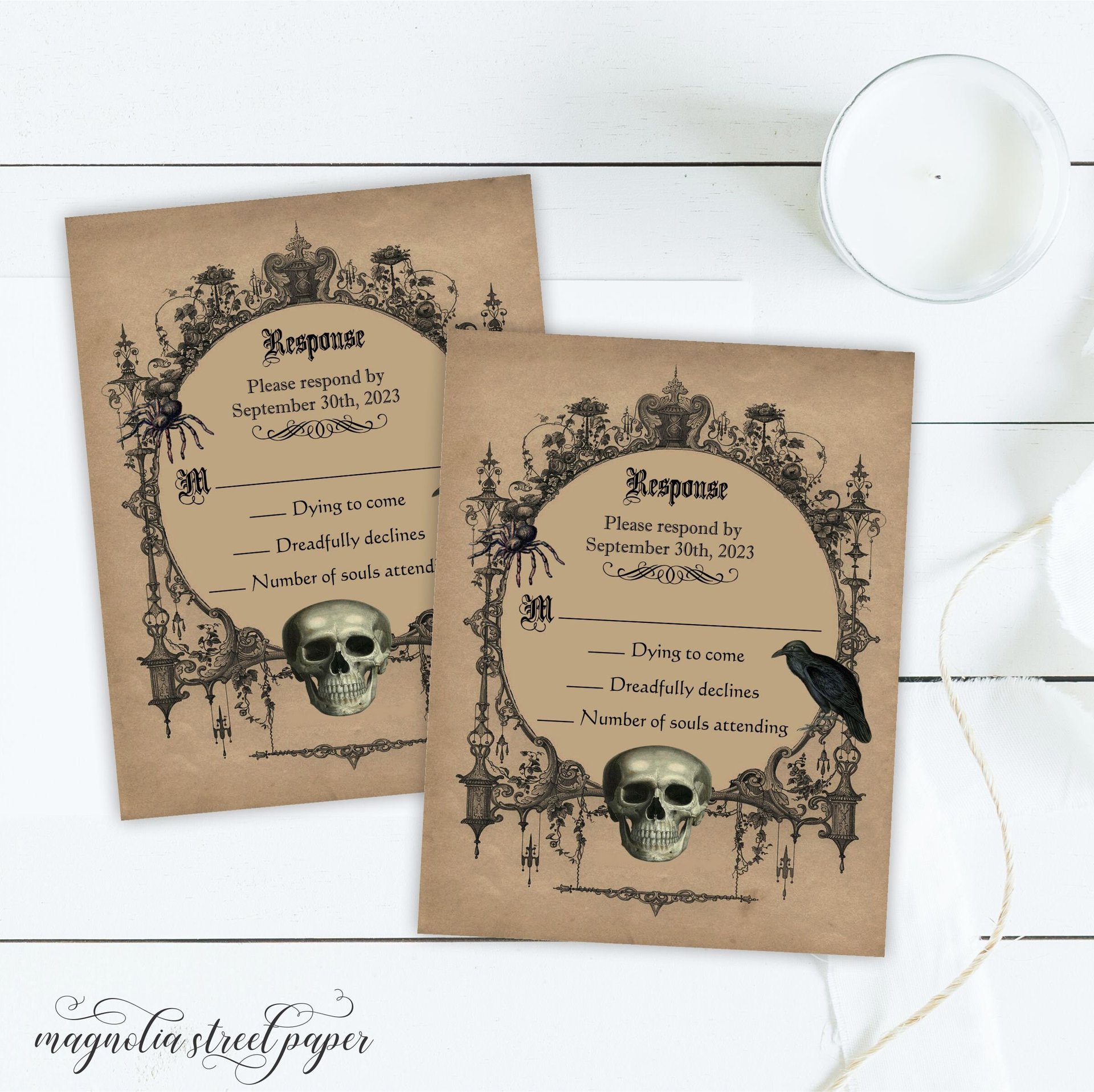 Halloween Gothic Wedding Invitation, Till Death Do Us Part Spooky Wedding Suite