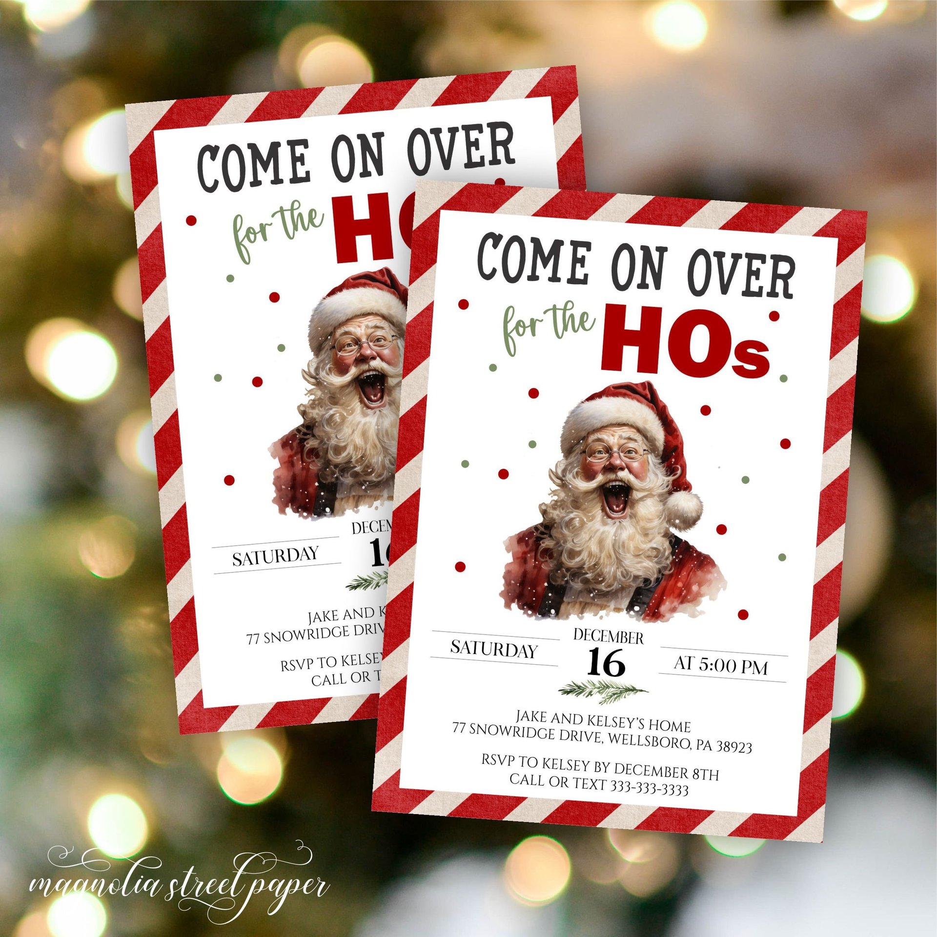 Funny Christmas Party Invitation, Santa and His HOs Friendsmas Holiday Invite