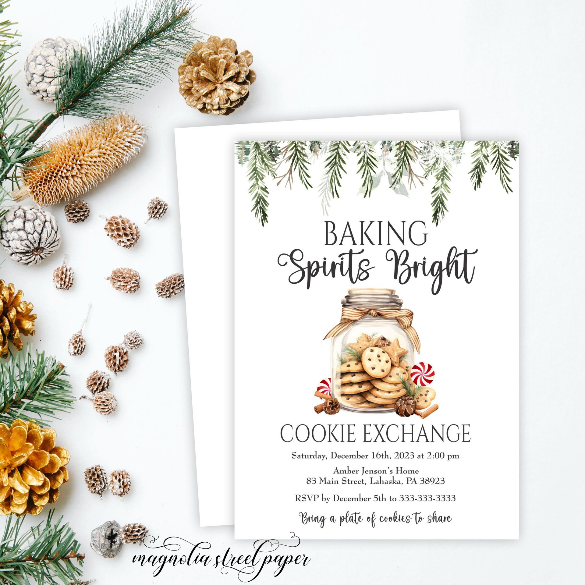 Baking Spirits Bright Cookie Exchange Party Invitation