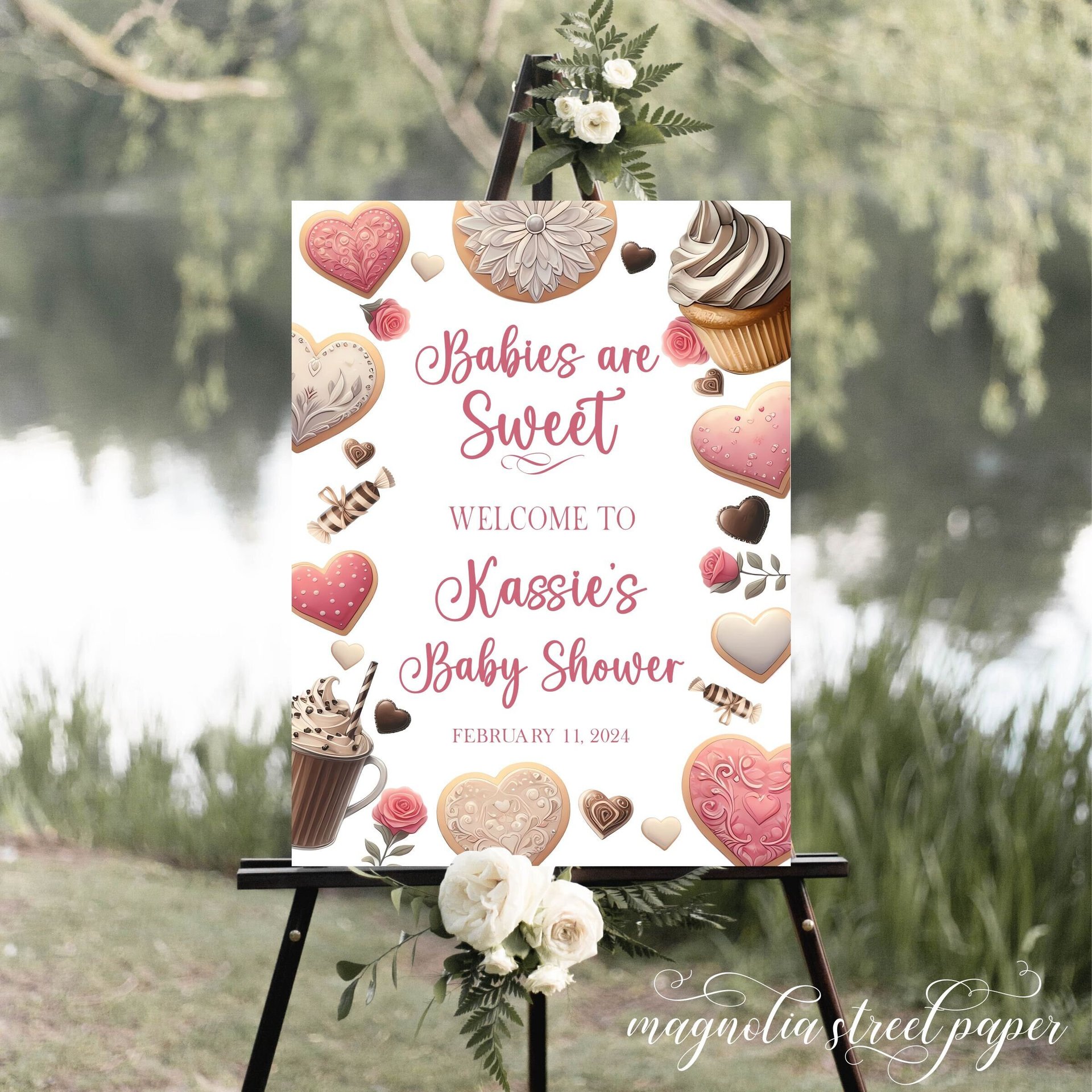 Valentine's Day Baby Shower Welcome Sign, Babies Are Sweet Signage