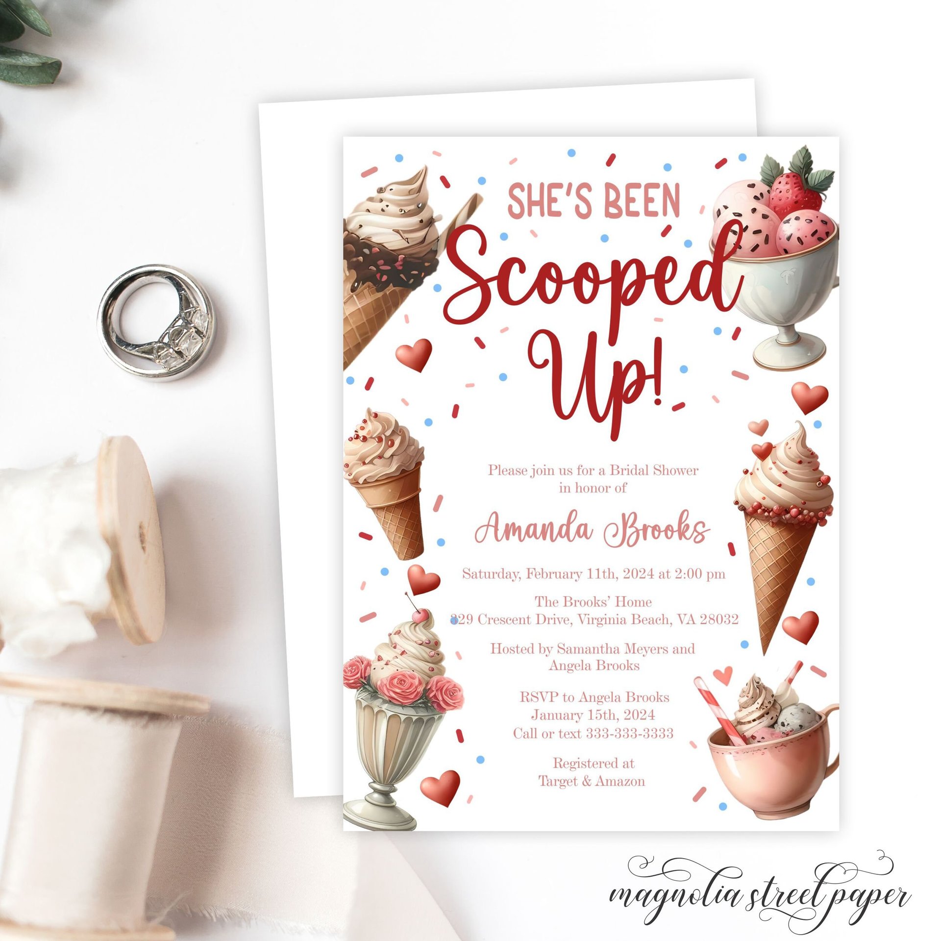 Ice Cream Bridal Shower Invitation, She's Been Scooped Up