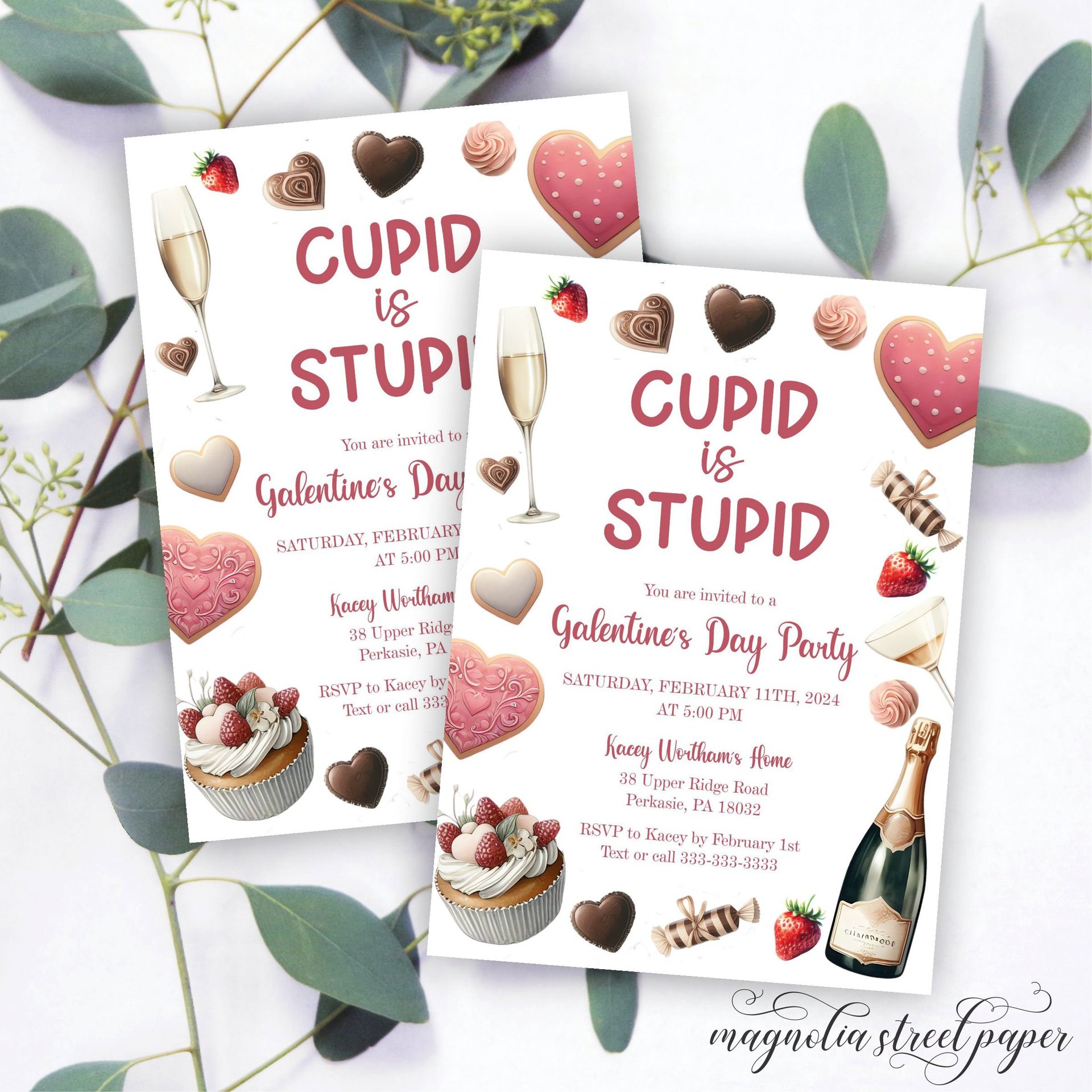 Funny Galentine's Day Party Invitation, Cupid is Stupid