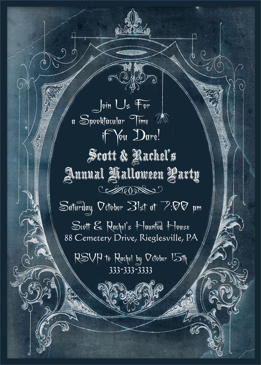 Spooky Halloween Invitation, Scary Goth Party Invite