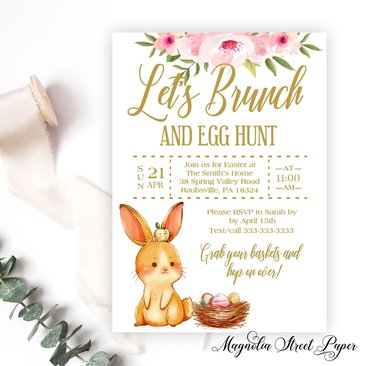 Easter Brunch and Egg Hunt Party Invitation