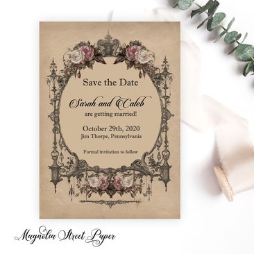 Elegant Vintage Goth Save the Date Invitation