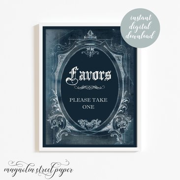 Wedding Favors Sign, Printable Halloween Gothic Sign 8 x 10