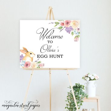 Easter Welcome Sign, Egg Hunt Party Sign