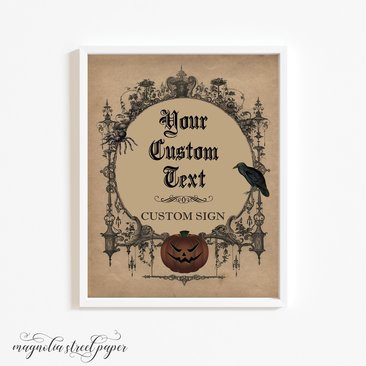 Custom Halloween Wedding Sign, Printable Custom Text Table Sign