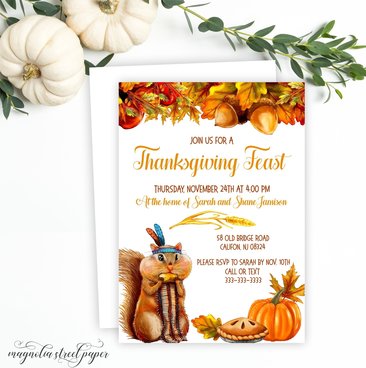 Funny and Cute Thanksgiving Invitation, Thanksgiving Dinner, Friendsgiving Invite