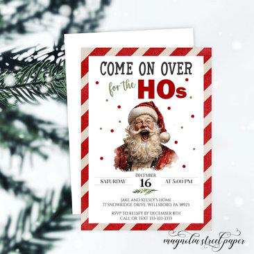 Funny Christmas Party Invitation, Santa and His HOs Friendsmas Holiday Invite