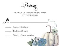 White Pumpkin and Dusty Blue Floral Wedding Invitation and RSVP Card
