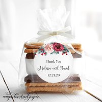 Winter Pine and White Floral Wedding Thank You or Favor Stickers