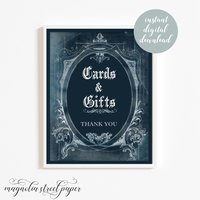 Cards and Gifts Sign, Printable Halloween Gothic Wedding Sign, 8 x 10