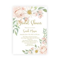 Blush Bridal Shower Invitation, Pink and White Floral Spring Invite