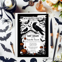 Halloween Goth Baby Shower Invitation, We've Created a Monster