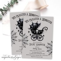 Halloween Goth Baby Shower Invitation, We Created A Monster