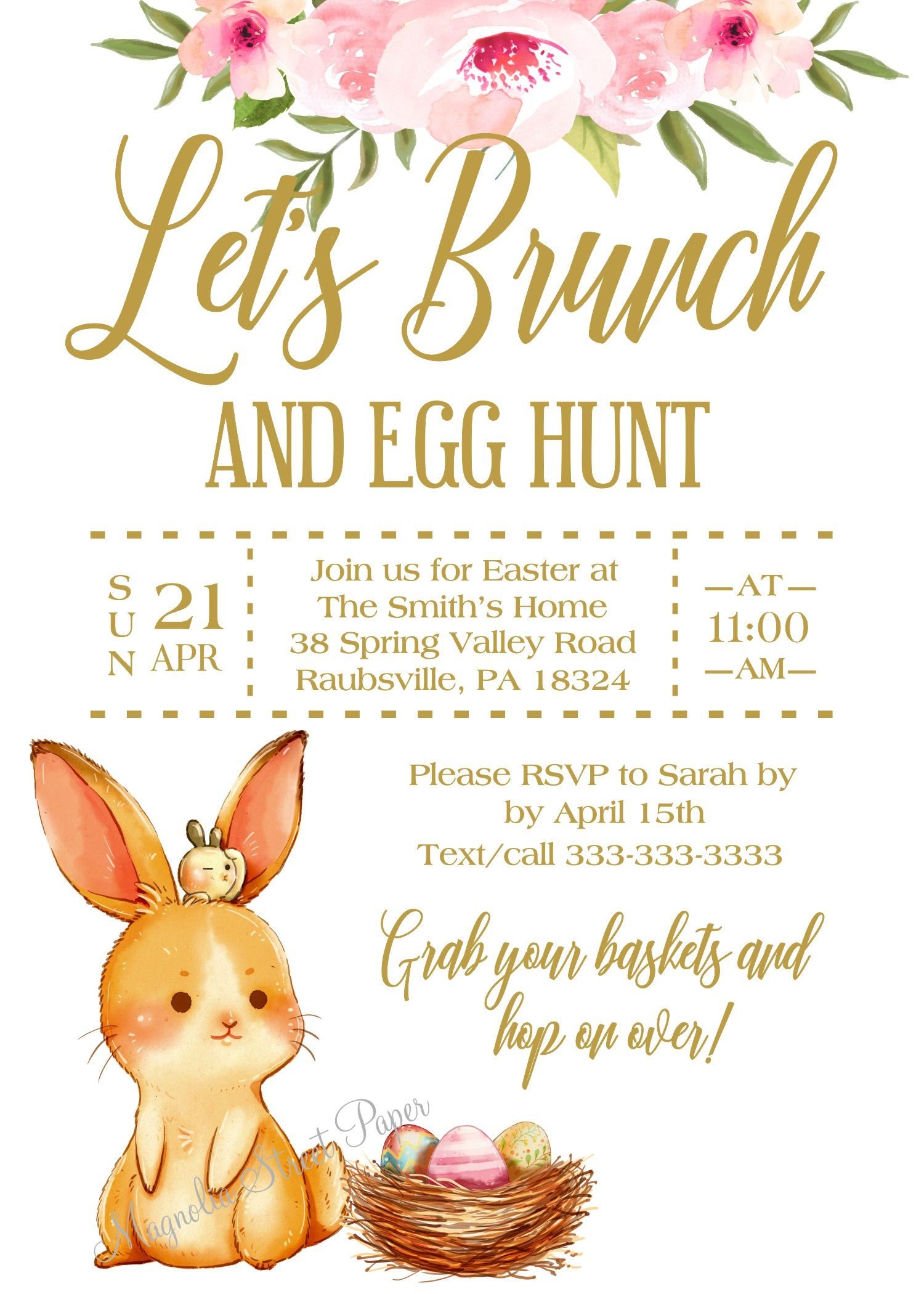 Easter Brunch and Egg Hunt Party Invitation