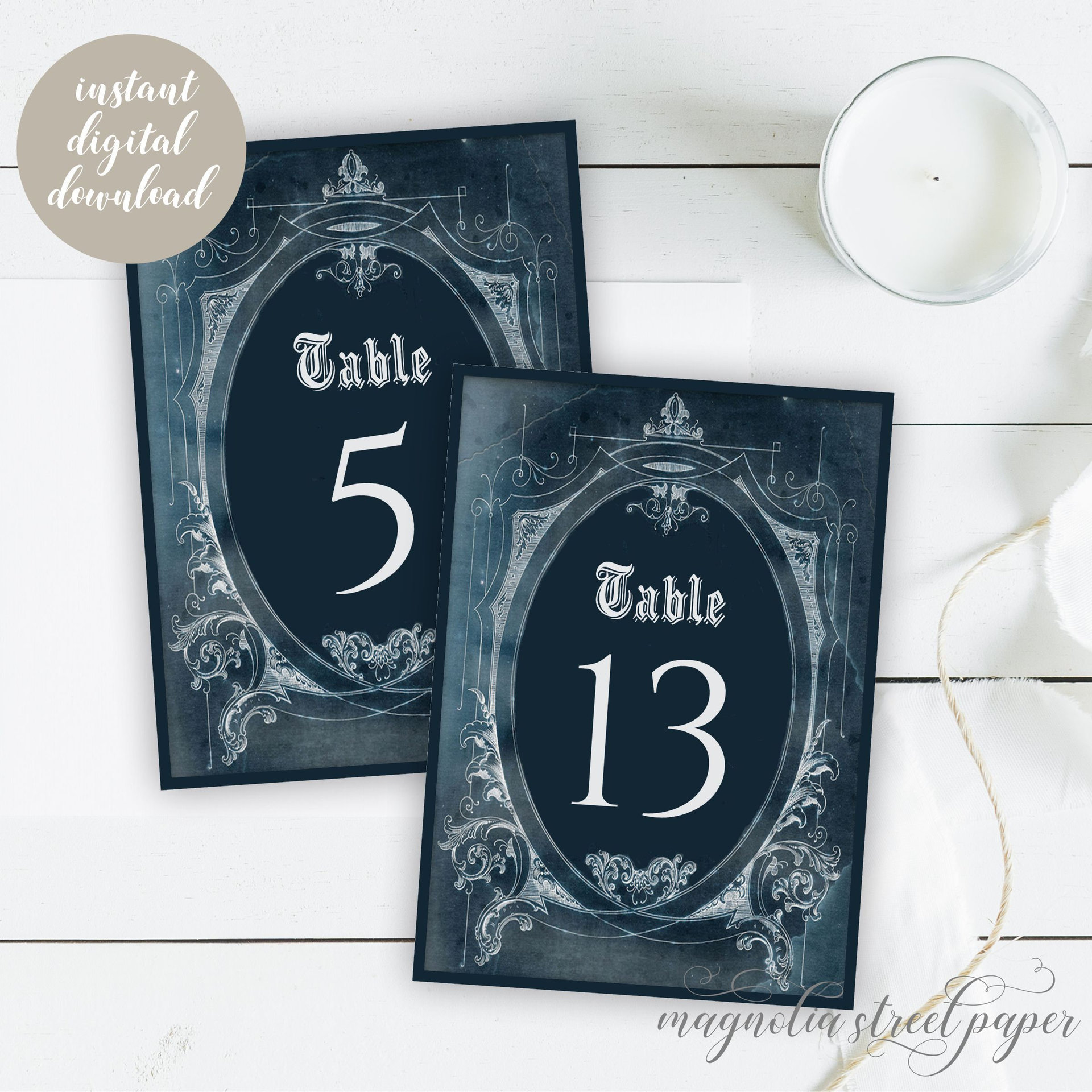 Halloween Goth Table Numbers, Printable Tables 1 - 15