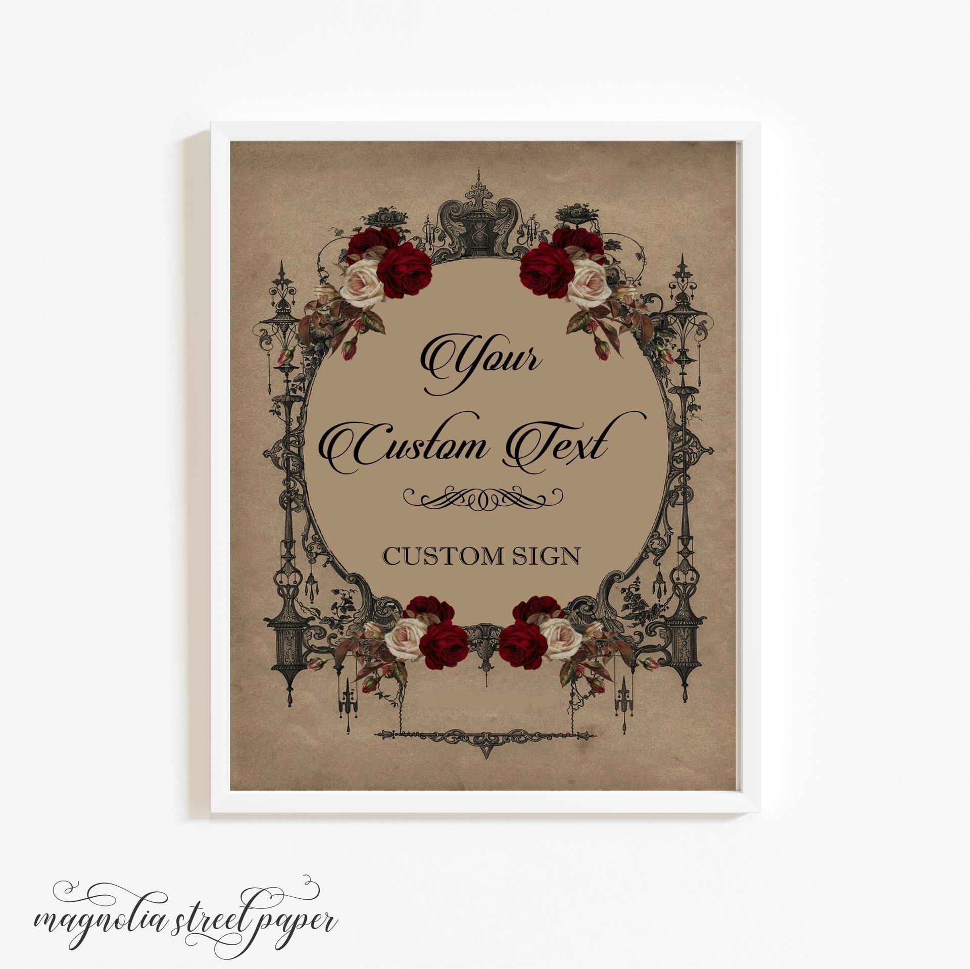Custom Gothic Wedding Sign, Elegant Vintage Goth Halloween Printable