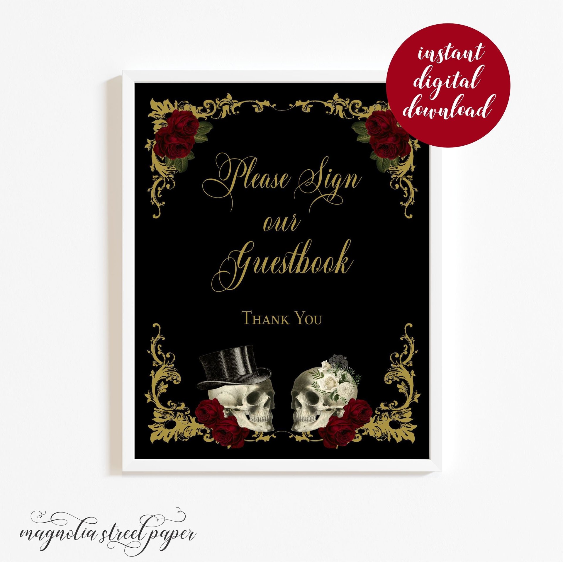 Please Sign Our Guestbook, Printable Halloween Gothic Wedding Sign