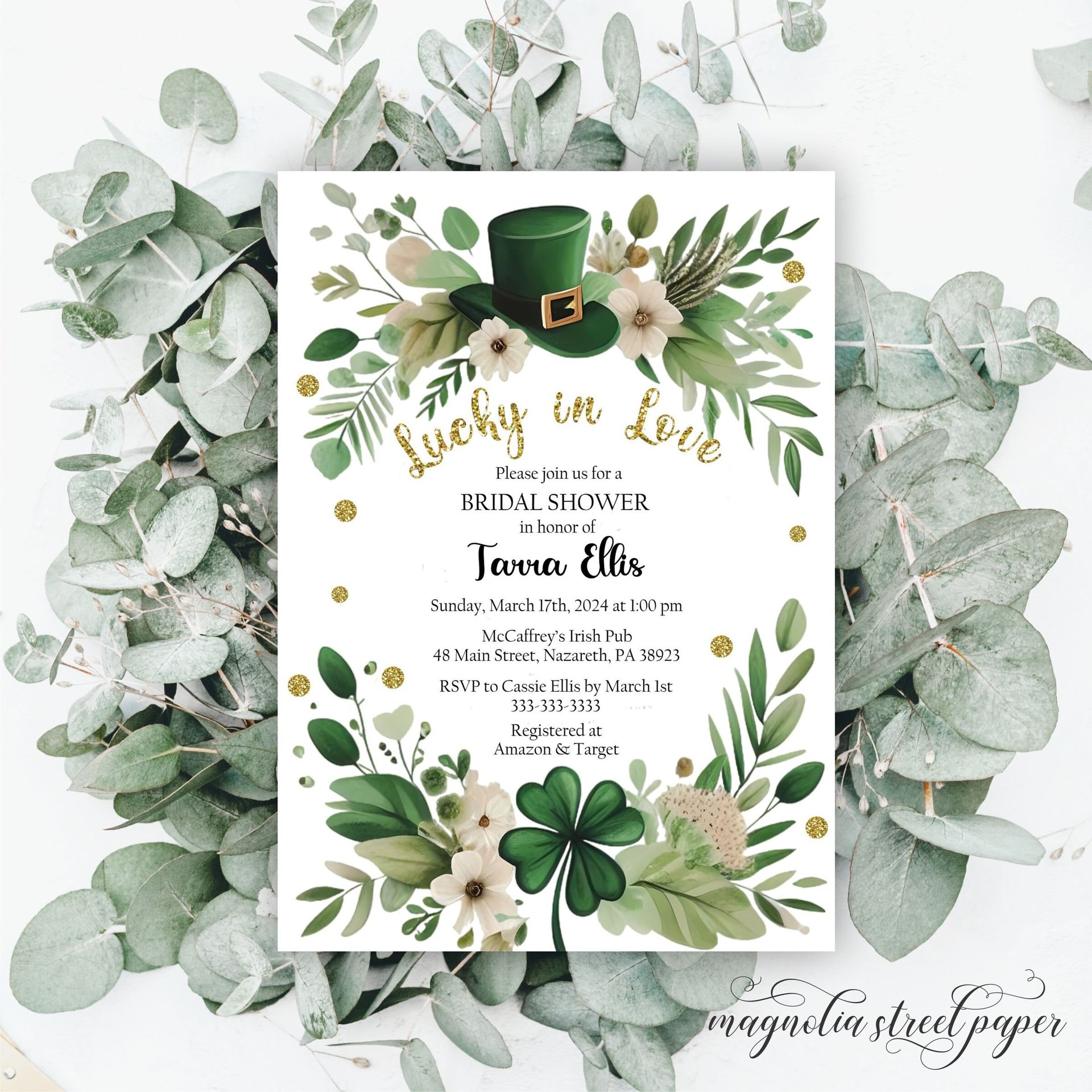 St. Patrick's Day Bridal Shower Invitation, Lucky In Love