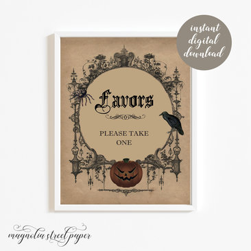 Please Take One, Printable Goth Halloween Wedding Favors Sign