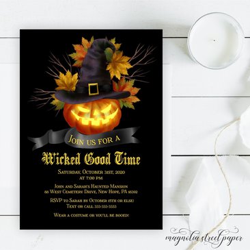 Halloween Party Invitation, Spooky Pumpkin Costume Party Invite