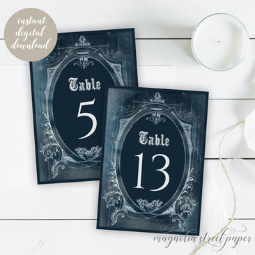 Halloween Goth Table Numbers, Printable Tables 1 - 15
