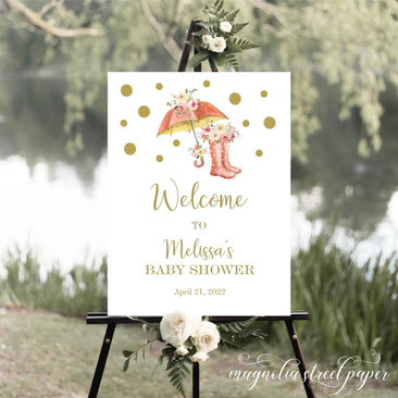 Umbrella Baby Shower Welcome Sign, Shower The Mom-To-Be