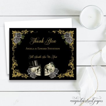 Halloween Gothic Thank You Cards, Printed Till Death Note Cards