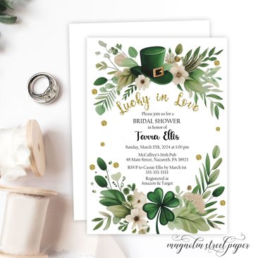 St. Patrick's Day Bridal Shower Invitation, Lucky In Love
