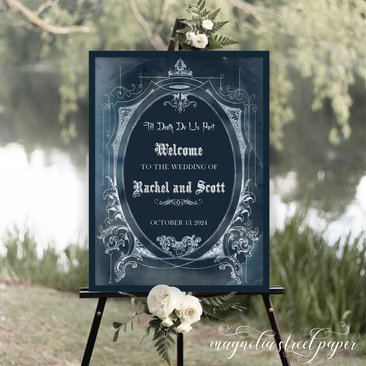 Spooky Goth Wedding Welcome Sign, Printable Till Death Signage
